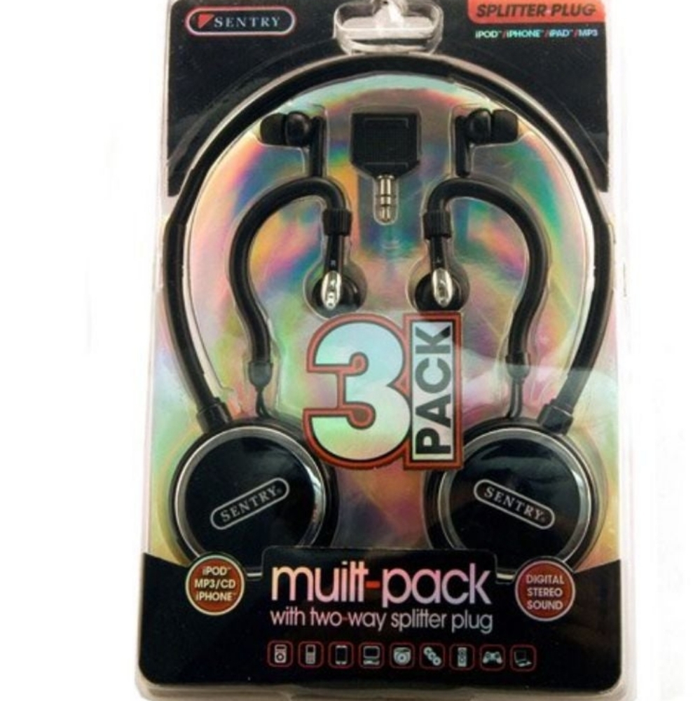 Sentry Headphone w 2-Way Splitter Plug: - Picture 2 of 5